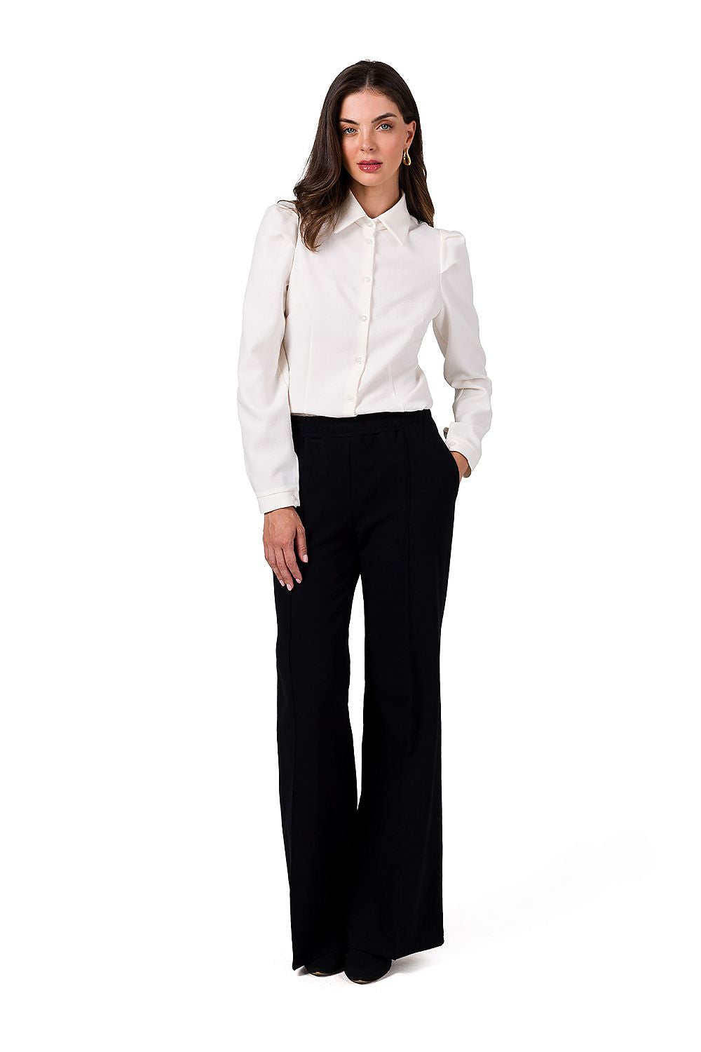 Sweatpants med vide ben - BeWear til dame fra MS StyleHaven, laget av Bomull; Elastan-1, farge Marineblå, størrelse s, med long ermer, perfekt til dress