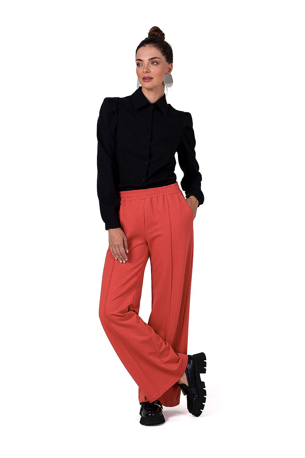 Sweatpants med vide ben - BeWear til dame fra MS StyleHaven, laget av Bomull; Elastan-1, farge Marineblå, størrelse L, med long ermer, perfekt til dress