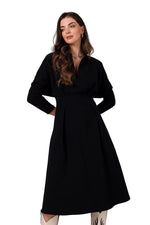 Dagskjole BeWear til dame fra MS StyleHaven, laget av Bomull; Elastan-1, farge Marineblå, størrelse M, med long ermer, perfekt til dress