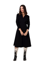 Dagskjole BeWear til dame fra MS StyleHaven, laget av Bomull; Elastan-1, farge Marineblå, størrelse L, med long ermer, perfekt til dress