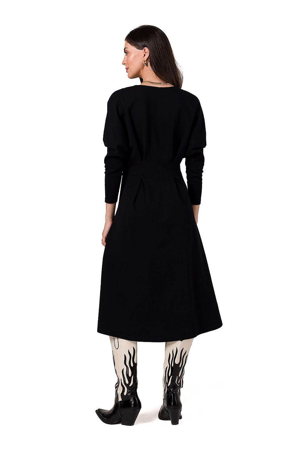 Dagskjole BeWear til dame fra MS StyleHaven, laget av Bomull; Elastan-1, farge Marineblå, størrelse XL, med long ermer, perfekt til dress