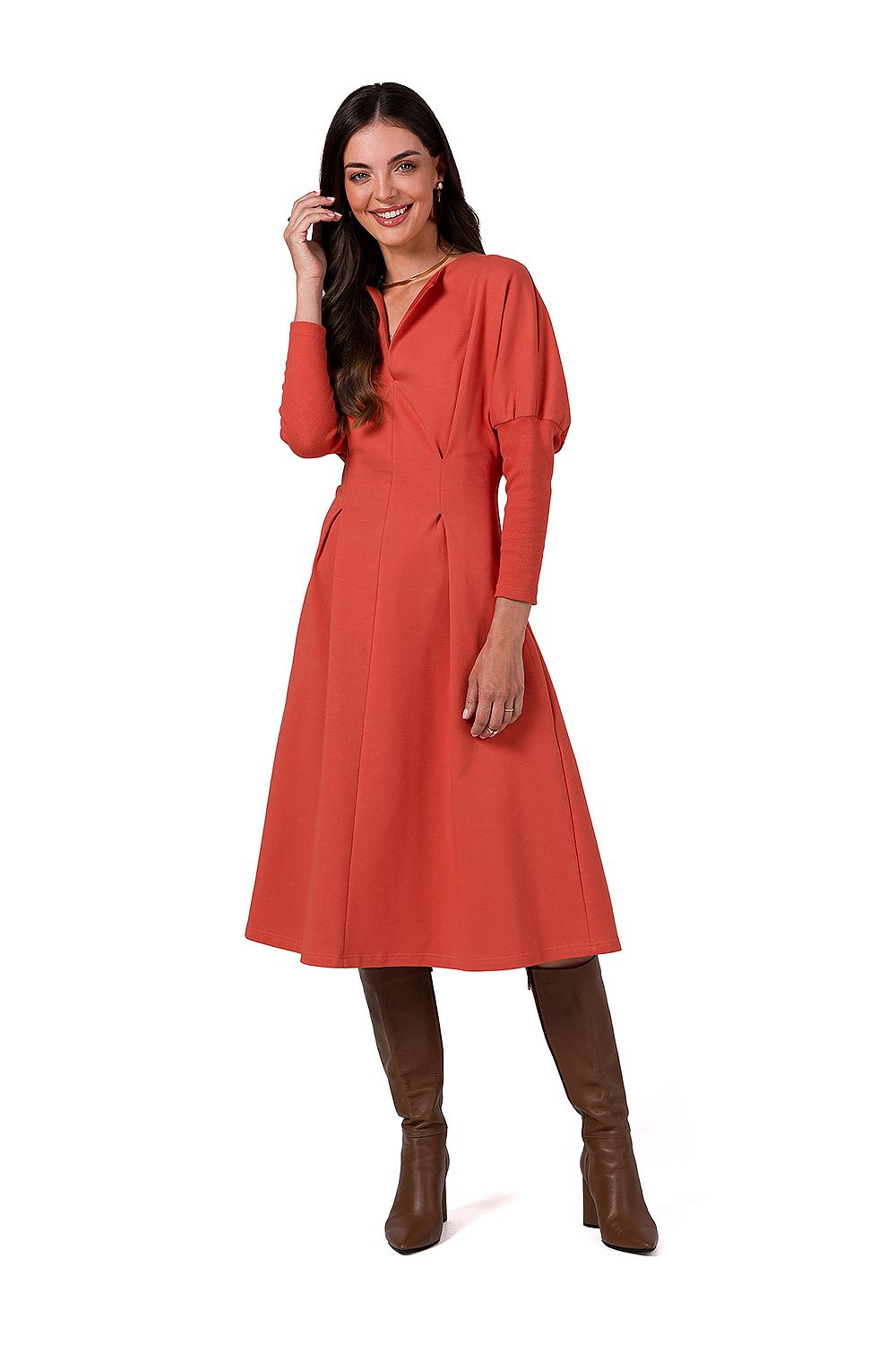 Dagskjole BeWear til dame fra MS StyleHaven, laget av Bomull; Elastan-1, farge Svart, størrelse M, med long ermer, perfekt til dress