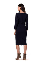 Dagskjole BeWear til dame fra MS StyleHaven, laget av Bomull; Elastan-1, farge Marineblå, størrelse s, med 45720 ermer, perfekt til dress