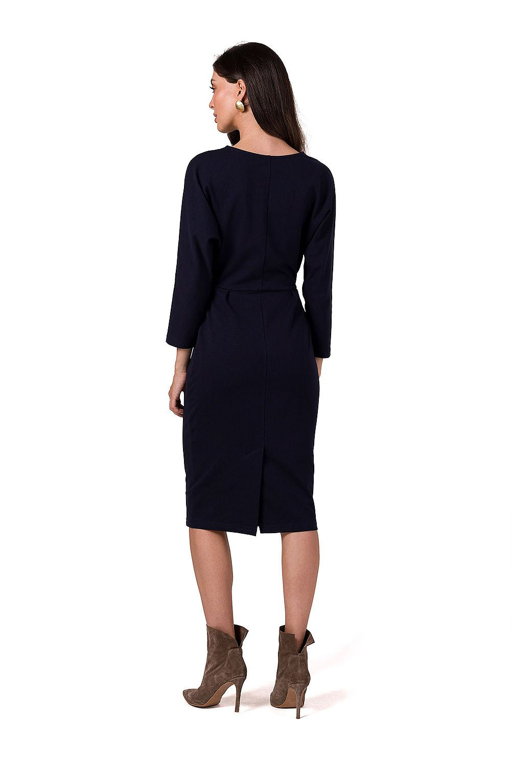 Dagskjole BeWear til dame fra MS StyleHaven, laget av Bomull; Elastan-1, farge Marineblå, størrelse s, med 45720 ermer, perfekt til dress
