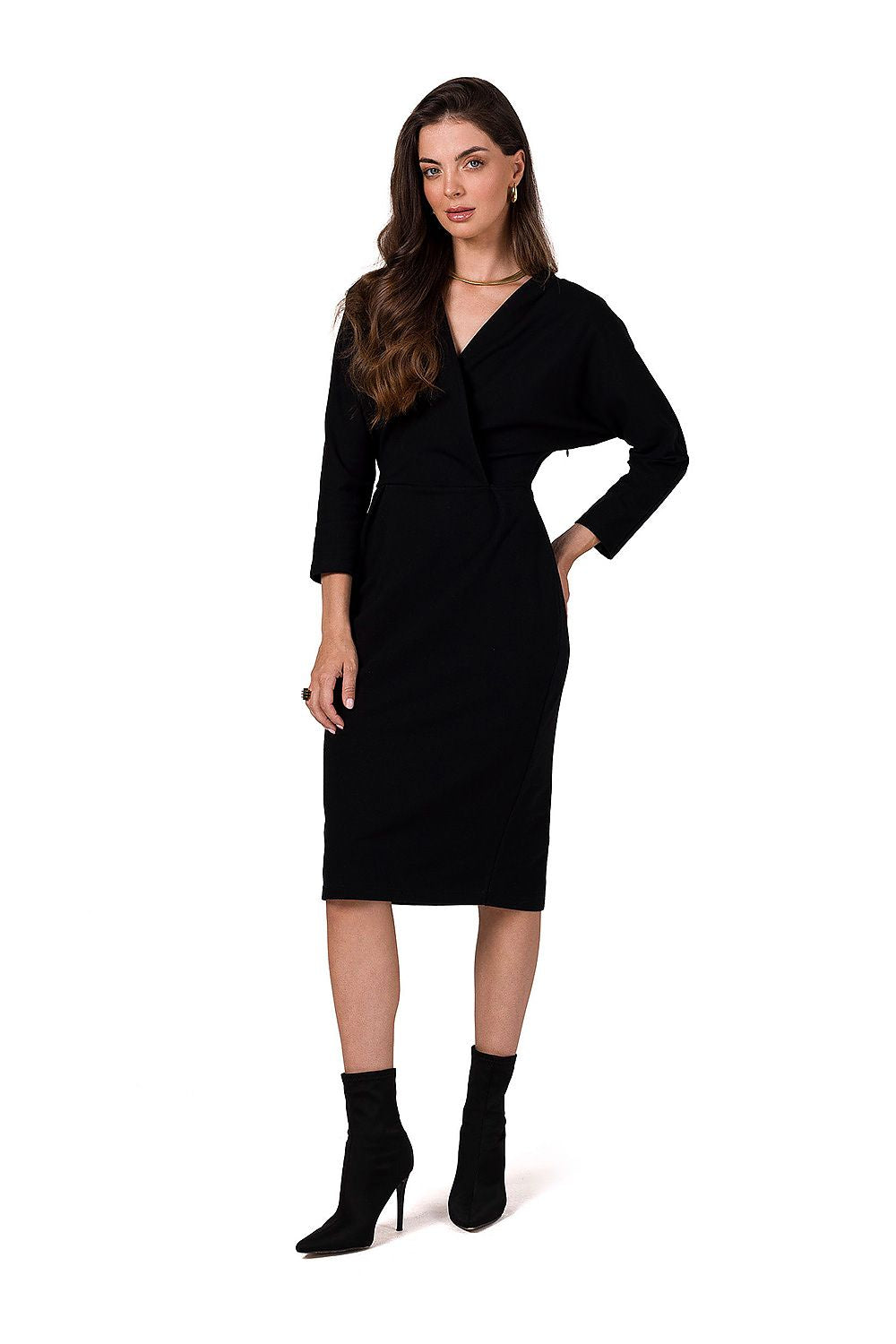 Dagskjole BeWear til dame fra MS StyleHaven, laget av Bomull; Elastan-1, farge Marineblå, størrelse M, med 45720 ermer, perfekt til dress