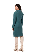 Dagskjole BeWear til dame fra MS StyleHaven, laget av Bomull; Elastan-1, farge Grønn, størrelse M, med long ermer, perfekt til dress