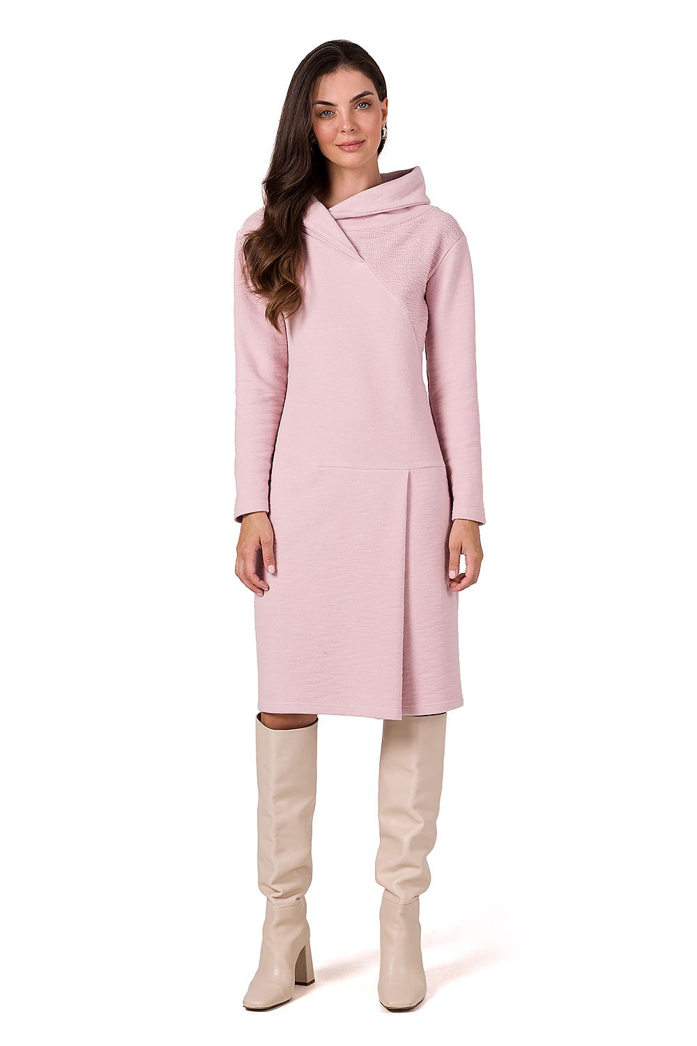 Dagskjole BeWear til dame fra MS StyleHaven, laget av Bomull; Elastan-1, farge Grå, størrelse s, med long ermer, perfekt til dress