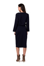 Dagskjole BeWear til dame fra MS StyleHaven, laget av Bomull; Elastan-1, farge Blå, størrelse XL, med long ermer, perfekt til dress