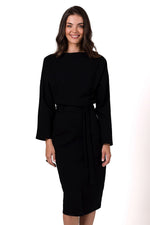Dagskjole BeWear til dame fra MS StyleHaven, laget av Bomull; Elastan-1, farge Marineblå, størrelse s, med long ermer, perfekt til dress