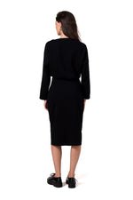 Dagskjole BeWear til dame fra MS StyleHaven, laget av Bomull; Elastan-1, farge Marineblå, størrelse L, med long ermer, perfekt til dress