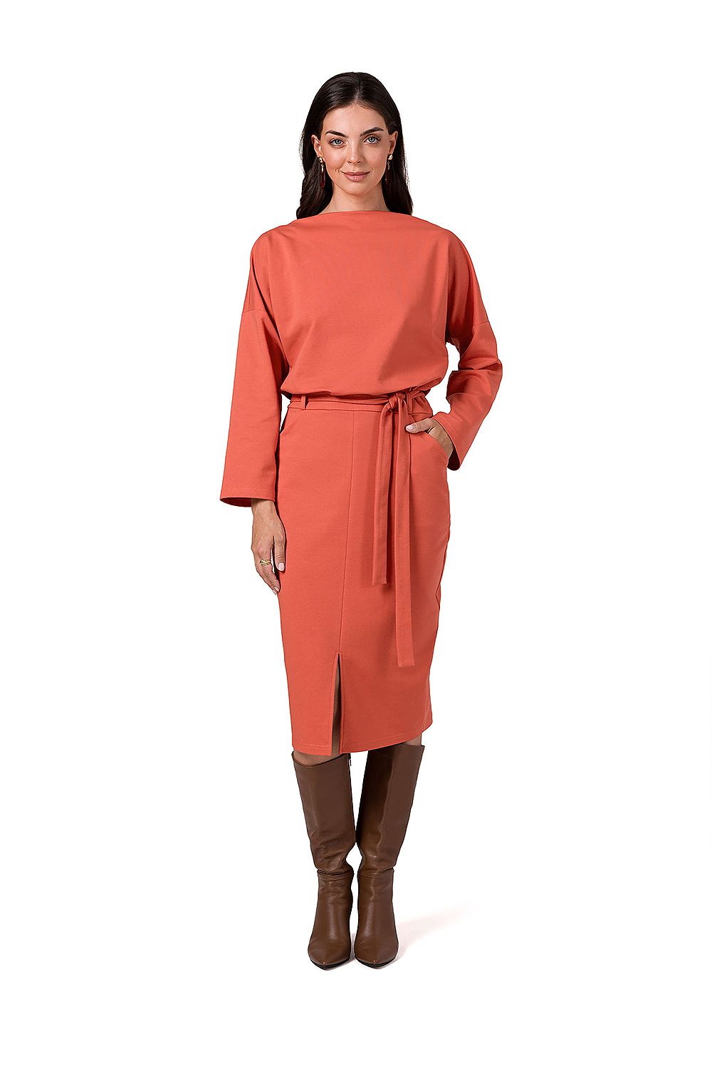Dagskjole BeWear til dame fra MS StyleHaven, laget av Bomull; Elastan-1, farge Svart, størrelse s, med long ermer, perfekt til dress