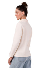 All-Season Comfort - Structured Turtleneck Sweatshirt til dame fra MS StyleHaven, laget av Bomull; polyester, farge beige, størrelse L, med long ermer, perfekt til dress