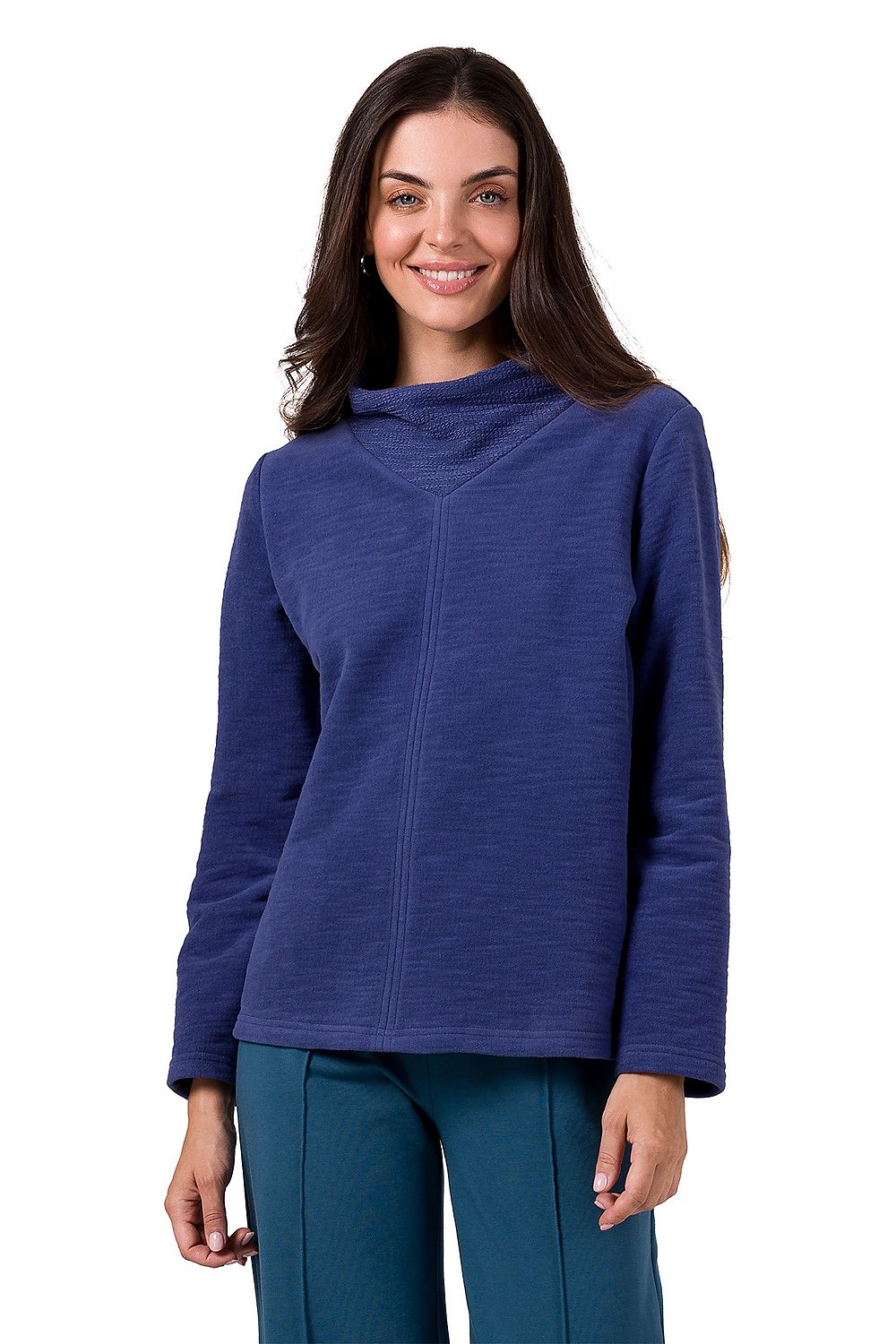 All-Season Comfort - Structured Turtleneck Sweatshirt til dame fra MS StyleHaven, laget av Bomull; polyester, farge Rosa, størrelse M, med long ermer, perfekt til dress