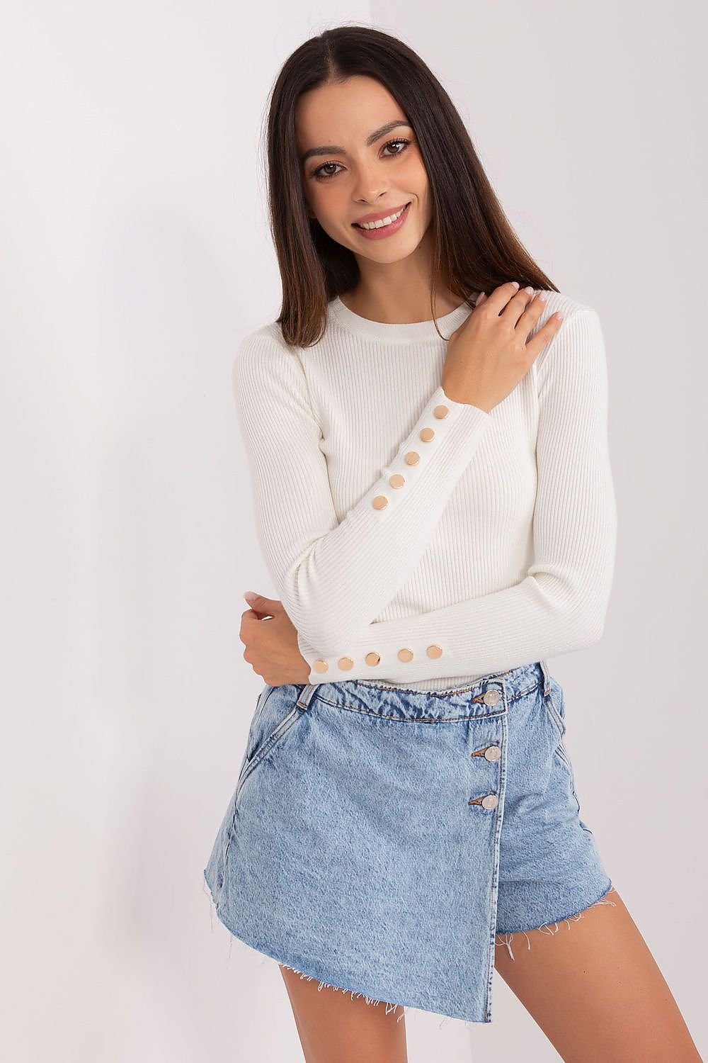 Sjarmerende genser til dame fra MS StyleHaven, størrelse M/L, med long, bukselengde long, kjolelengde short; knee; mini; midi, kjolestil sweater; other