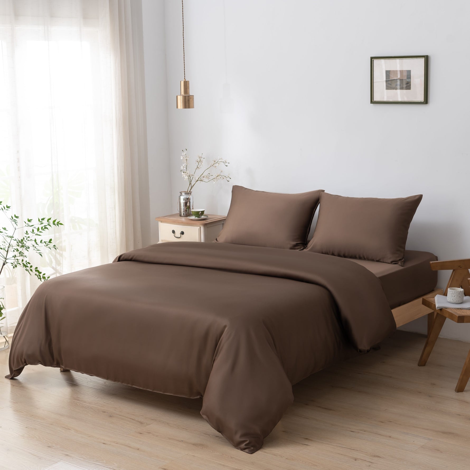 Eenpersoons Beddengoedset Xl - Coffee Brown
