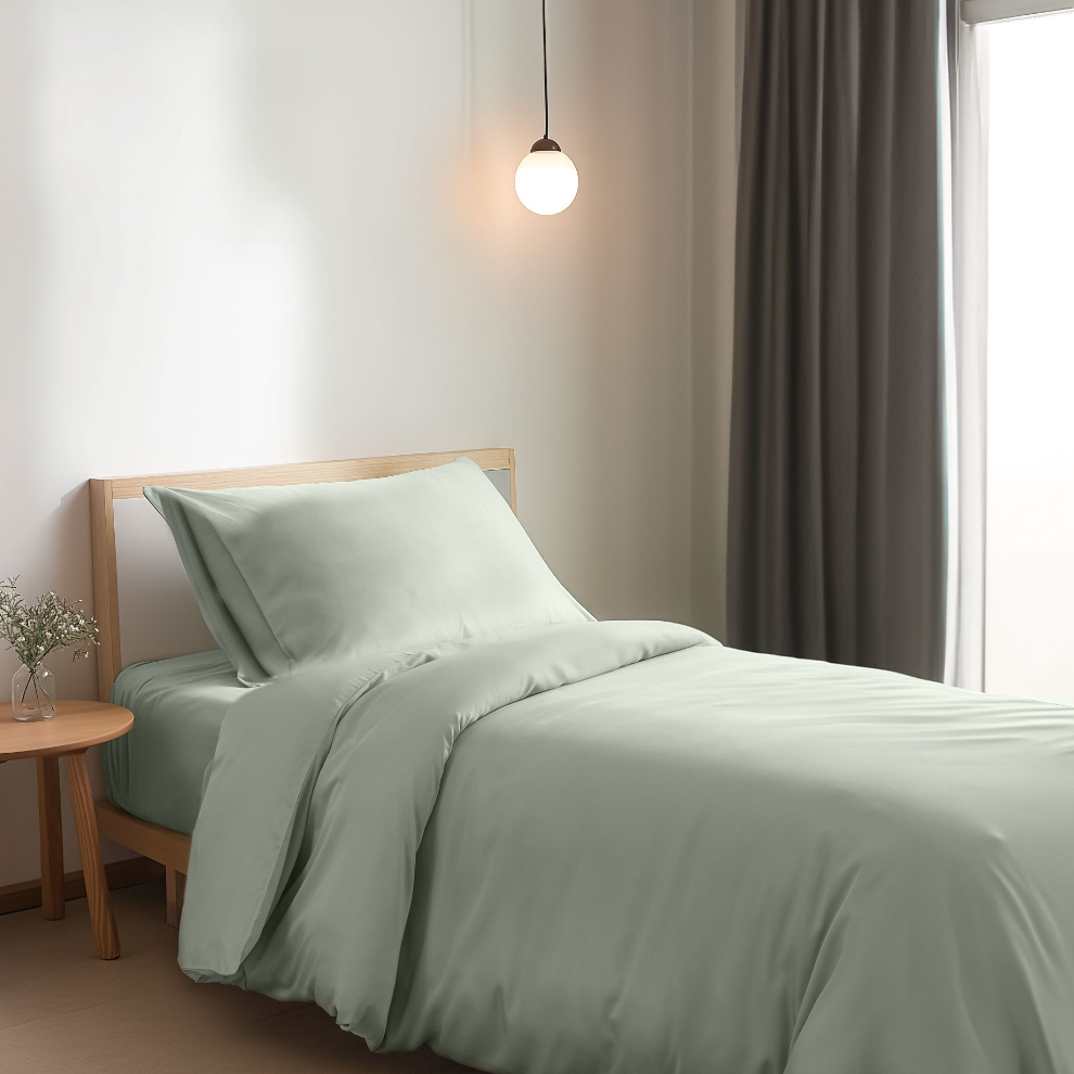 Eenpersoons Beddengoedset Xl - Sage Green